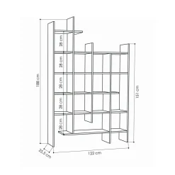Libreria 18 ripiani antracite 122x188h cm - Achela