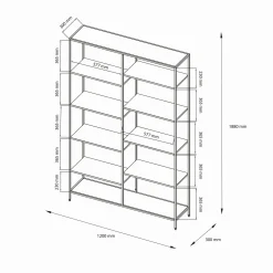 Librerie > Dmora Libreria 9 ripiani ardesia 120x188h cm - Dorgali Grigio Ardesia