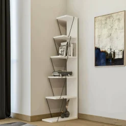 Librerie|Ufficio > Dmora Libreria 5 ripiani bianca e nera 50x150h cm - Erminia Nero, Bianco