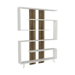 Libreria 5 ripiani bianca e noce 120x162h cm - Spodumene