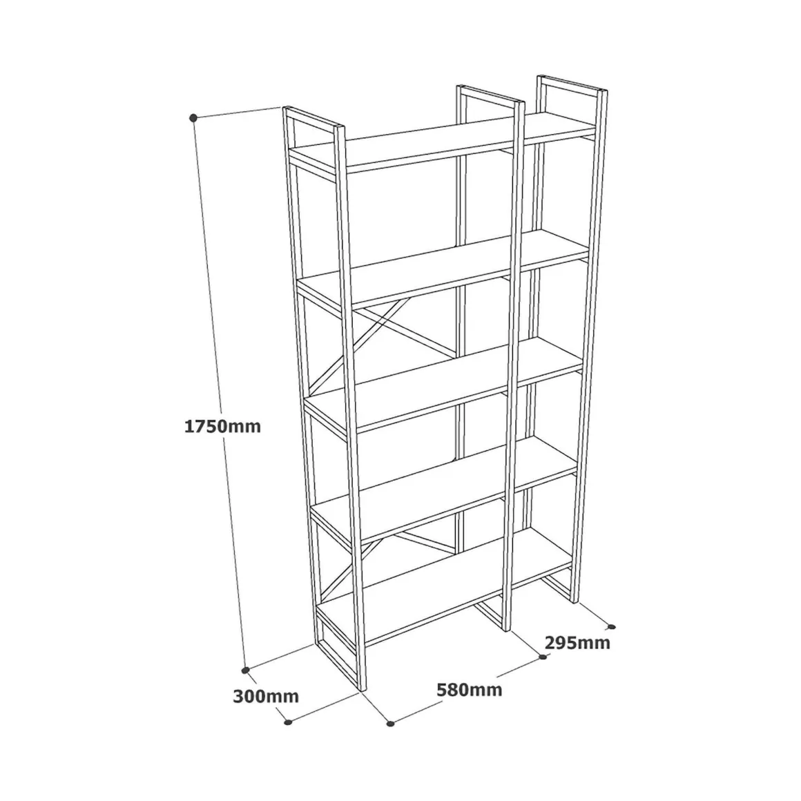 Libreria 5 ripiani bianca e oro 87x175h cm - Isla