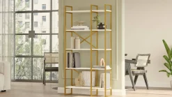 Libreria 5 ripiani bianca e oro 87x175h cm - Isla