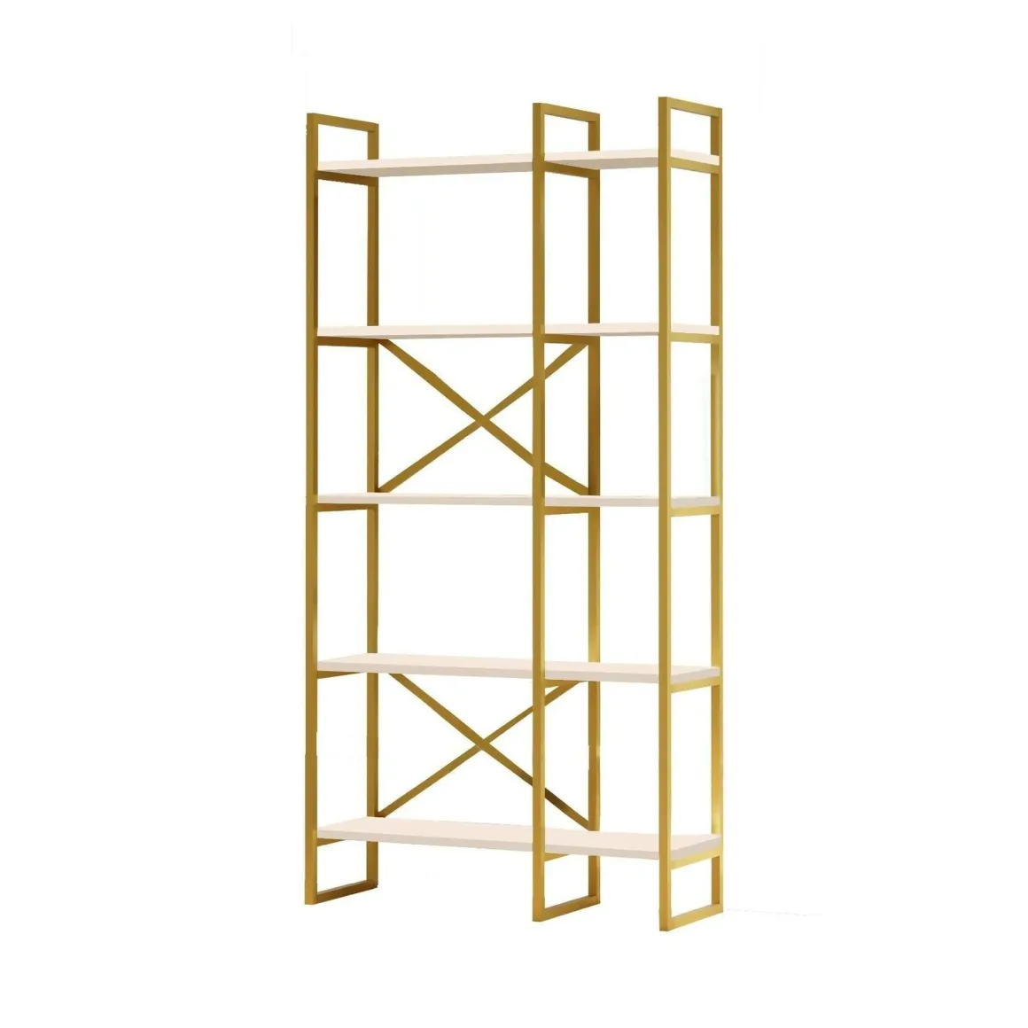 Libreria 5 ripiani bianca e oro 87x175h cm - Isla