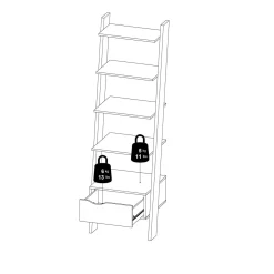 Libreria 4 ripiani bianca e quercia 55x180h cm - Acascia
