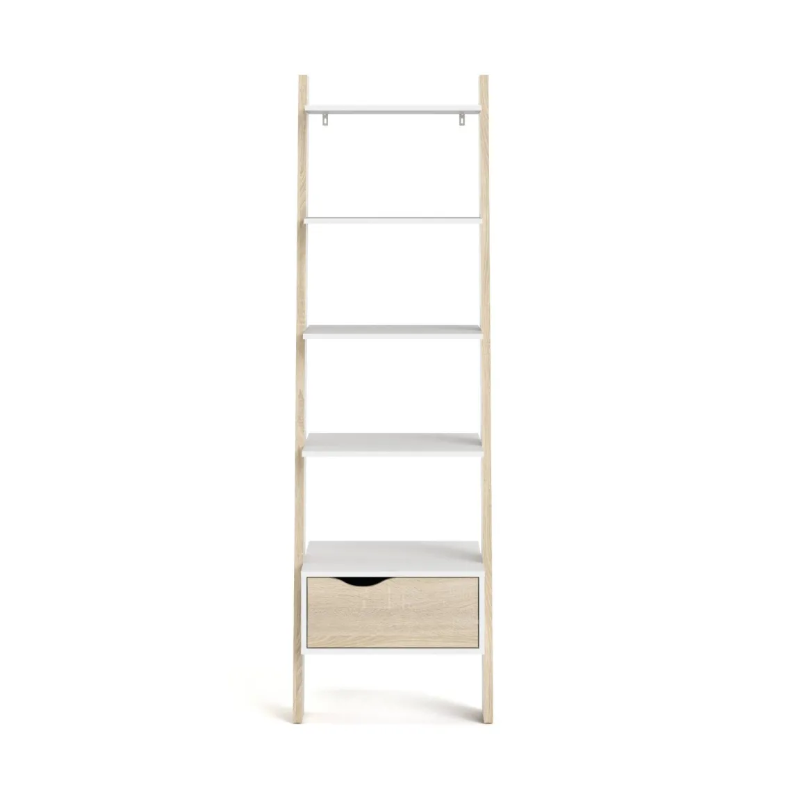 Libreria 4 ripiani bianca e quercia 55x180h cm - Acascia