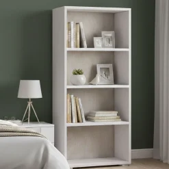 Libreria 3 ripiani bianca e rovere 60x130h cm - Aky