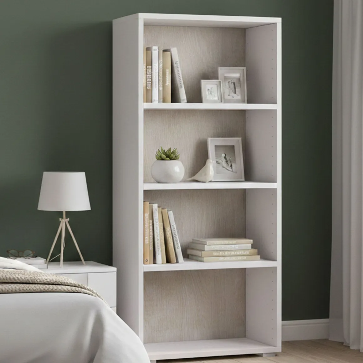 Libreria 3 ripiani bianca e rovere 60x130h cm - Aky