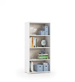 Libreria 3 ripiani bianca e rovere 60x130h cm - Aky