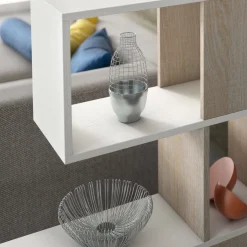 Librerie|Ufficio > Dmora Libreria 4 ripiani bianca e rovere 145x145h cm - Allison Marrone, Bianco Rovere