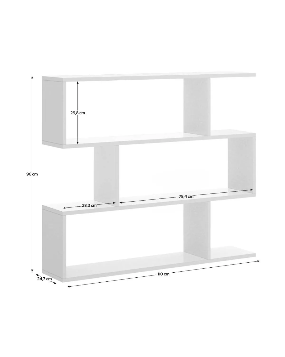 Librerie|Ufficio > Dmora Libreria 3 ripiani bianca lucida 110x96h cm - Acsidol Bianco Lucido