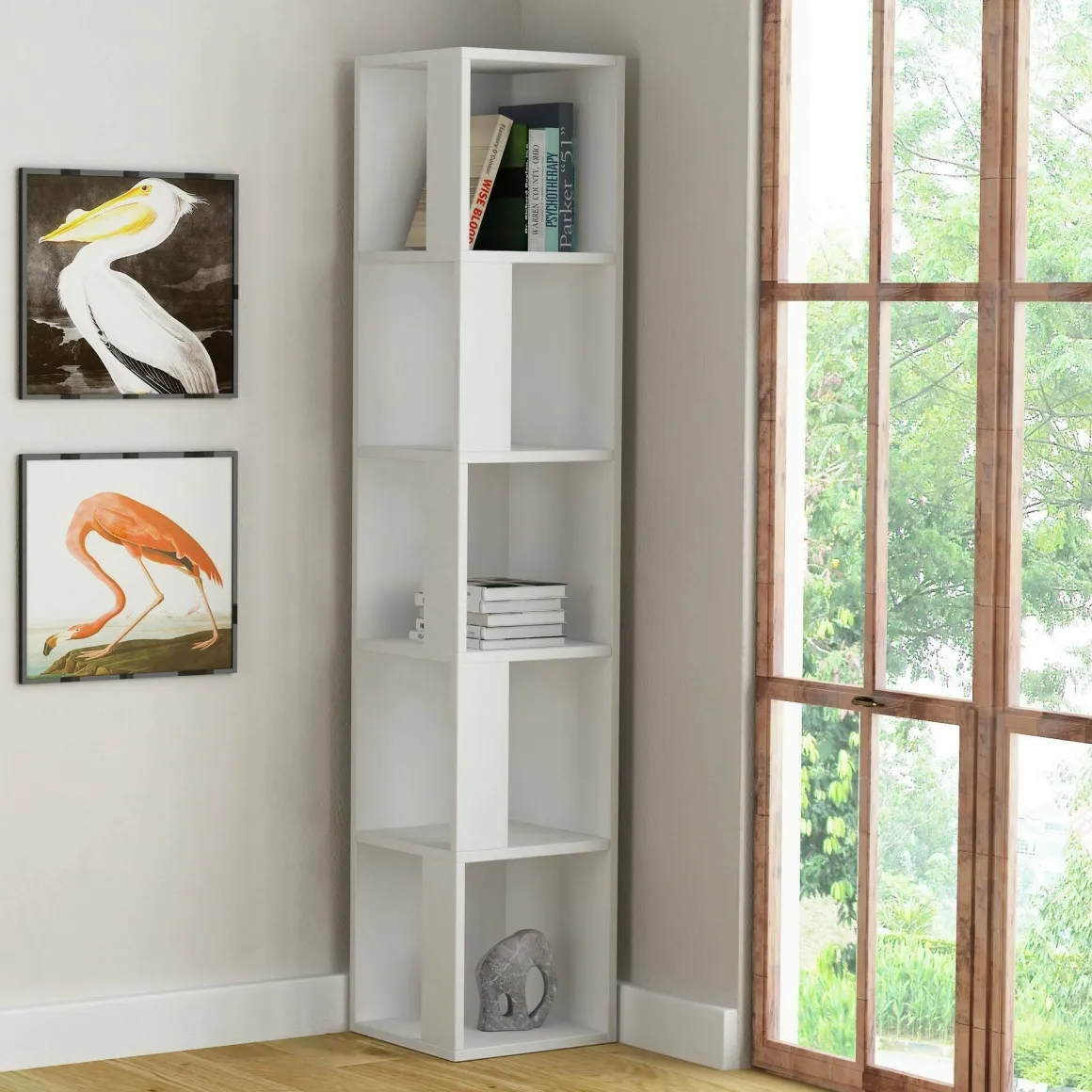 Libreria 4 ripiani bianca 34x161h cm - Herman