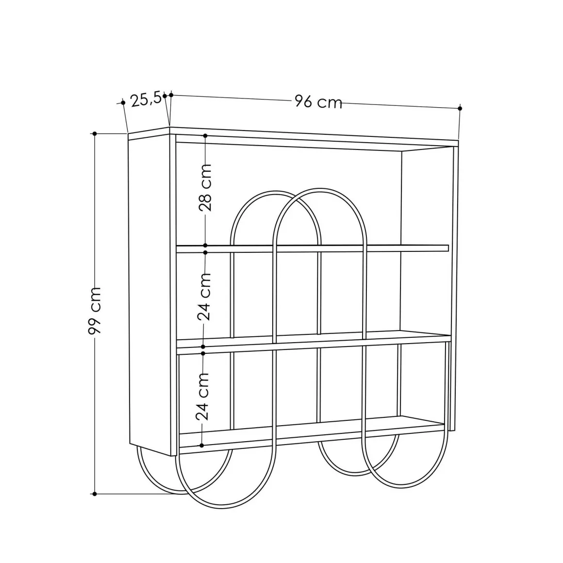 Libreria 2 ripiani grigia 96x99h cm - Otis