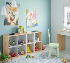 Librerie|Ufficio > Dmora Libreria 6 ripiani legno e bianca 71x137h cm - Alliers Bianco, Marrone Rovere Nodi