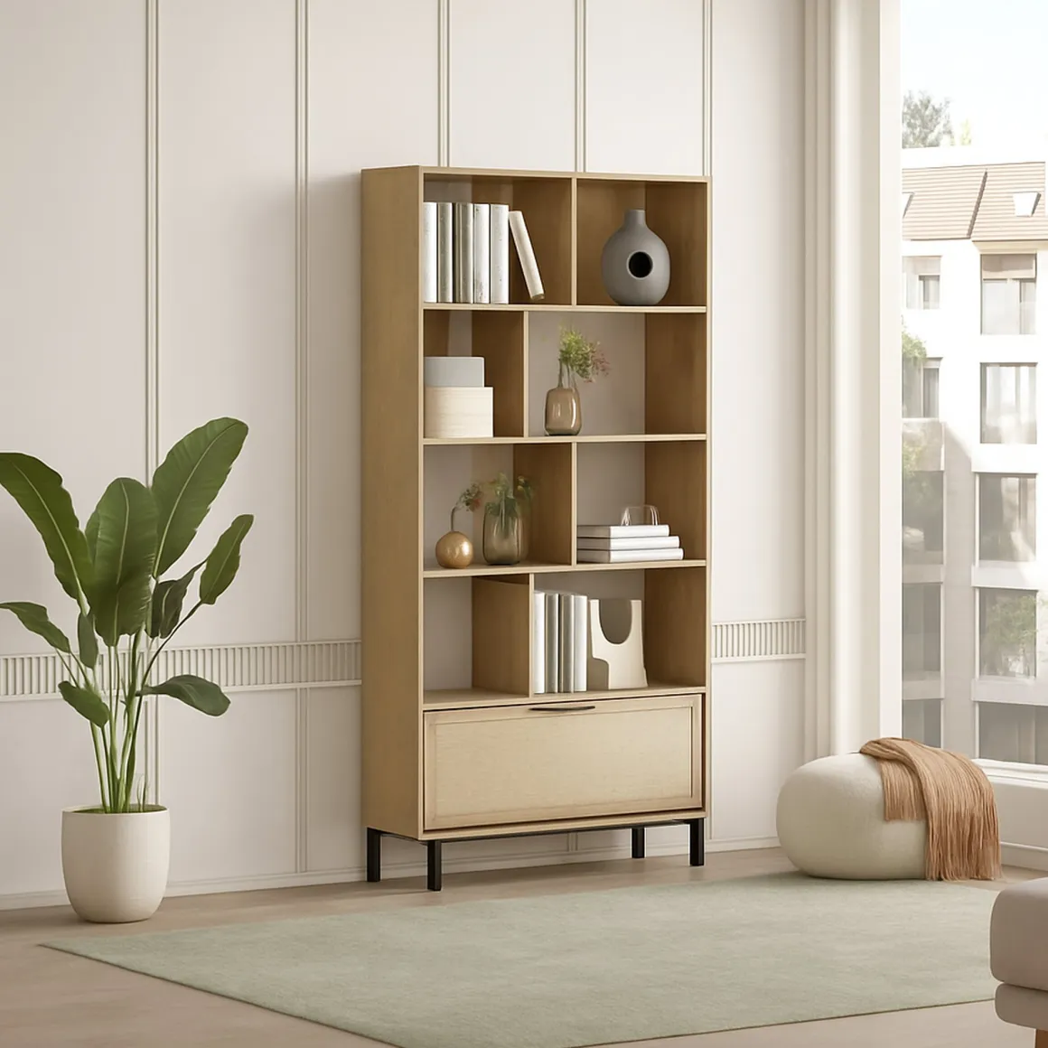 Libreria 3 ripiani noce e quercia 83x175h cm - Gerusalem