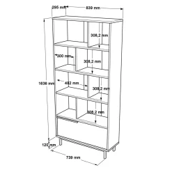 Libreria 3 ripiani noce e quercia 83x175h cm - Gerusalem