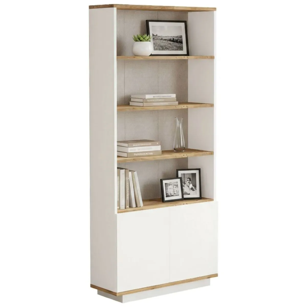 Librerie|Ufficio > Dmora Libreria 4 ripiani quercia e bianca 75x168h cm - Achromic Bianco, Marrone Quercia