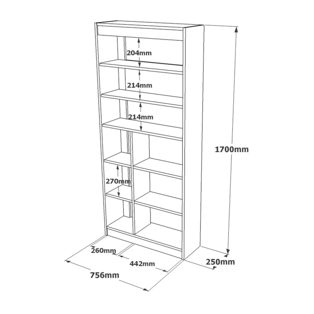 Librerie > Dmora Libreria 5 ripiani quercia e bianca 75x170h cm - Emong Bianco, Marrone Quercia