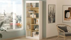Librerie > Dmora Libreria 5 ripiani quercia e bianca 75x170h cm - Emong Bianco, Marrone Quercia