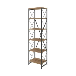 Libreria 5 ripiani quercia e nera 50x180h cm - Yara