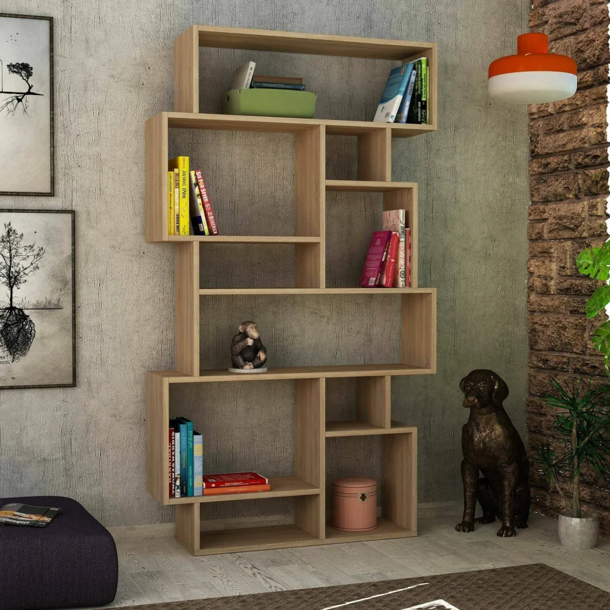 Librerie|Ufficio > Dmora Libreria 8 ripiani quercia 96x169h cm - Casimira Marrone Quercia