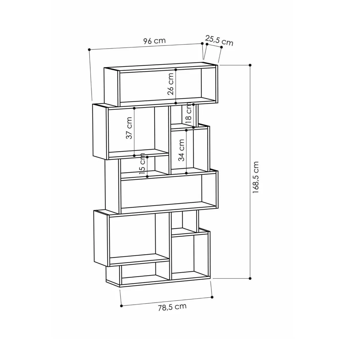 Librerie|Ufficio > Dmora Libreria 8 ripiani quercia 96x169h cm - Casimira Marrone Quercia