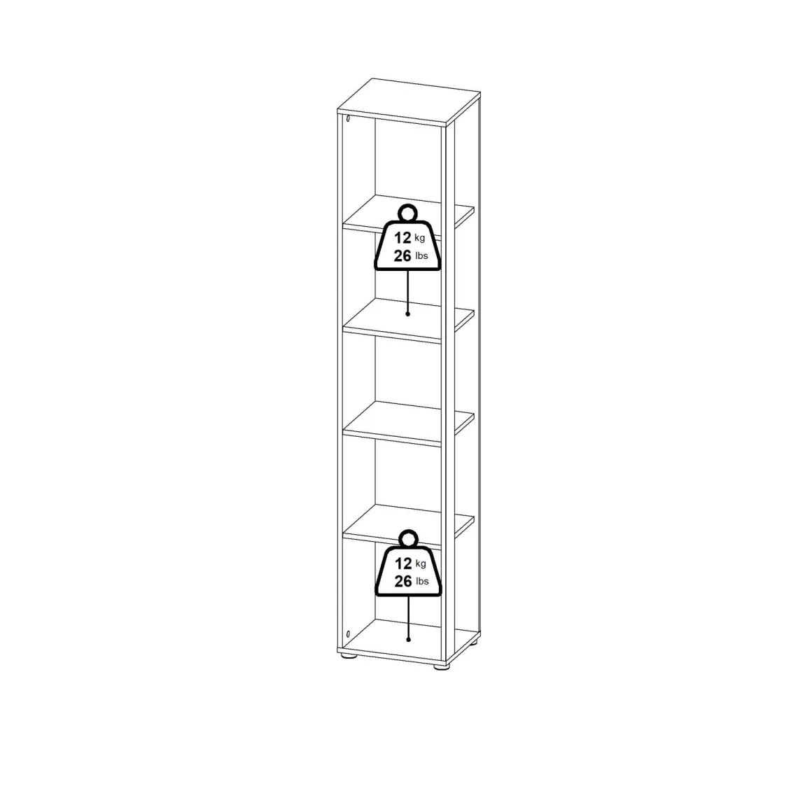 Libreria 4 ripiani rovere e bianca 40x204h cm - Baaz