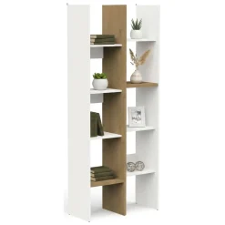 Libreria 8 ripiani rovere e bianca 75x183h cm - Badia