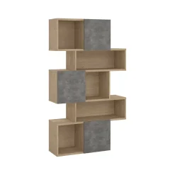 Libreria 4 ripiani rovere e cemento 95x166h cm - Acetosella