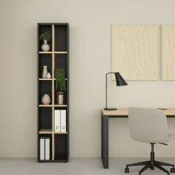 Librerie > Dmora Libreria 4 ripiani rovere e grigia 40x204h cm - Erevan Grigio, Marrone Rovere