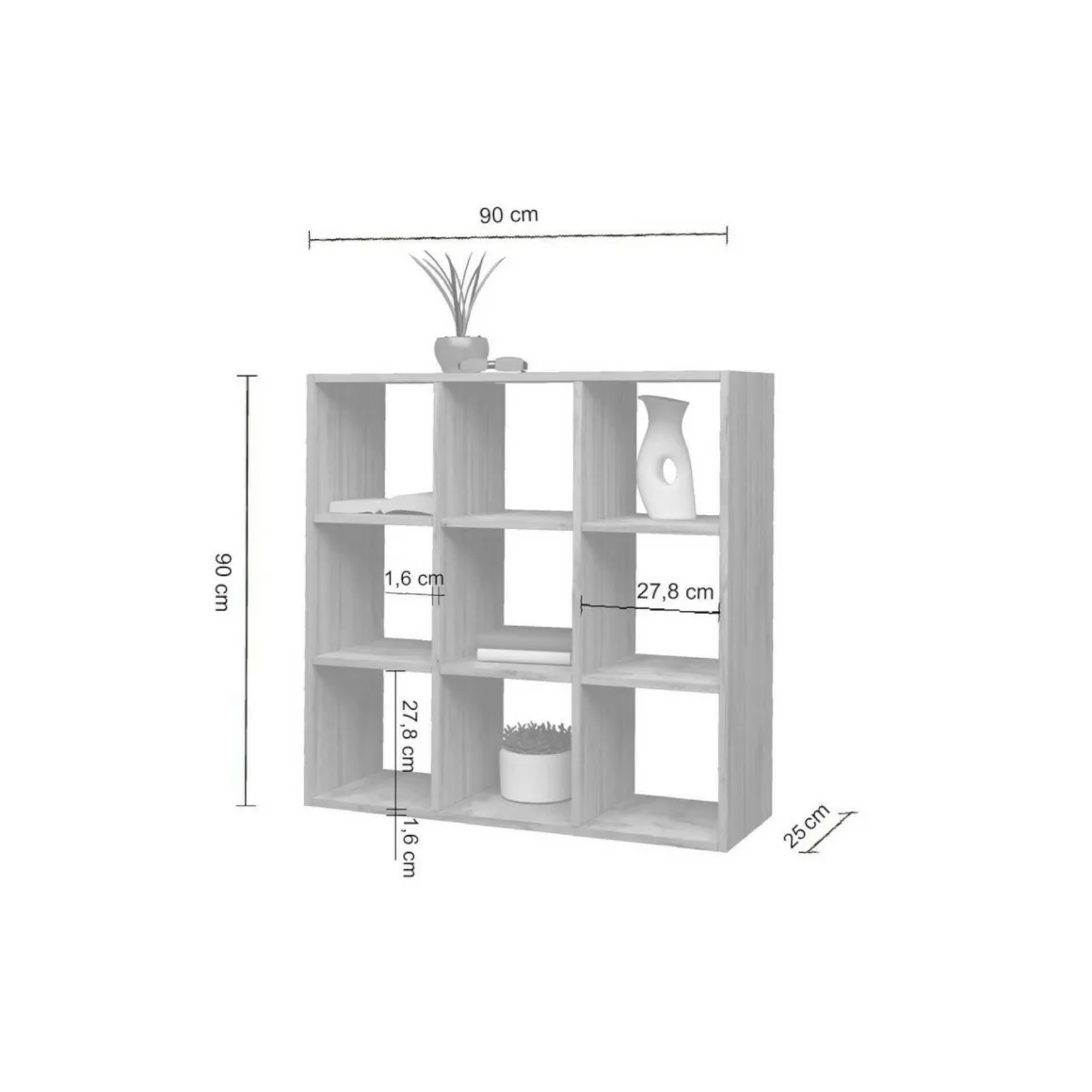 Libreria 6 ripiani rovere 90x90h cm - Acquaro