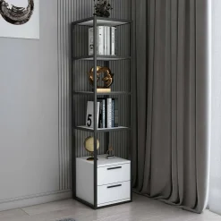 Libreria salvaspazio bianca e nera 39x169h cm - Arsim