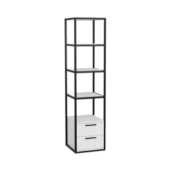 Librerie > Dmora Libreria salvaspazio bianca e nera 90x180h cm - Suriel Nero, Bianco