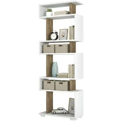 Libreria salvaspazio bianca e noce 60x165h cm - Doralice