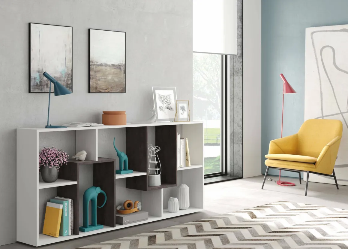 Libreria salvaspazio bianca e ossido 80x180h cm - Arconnor