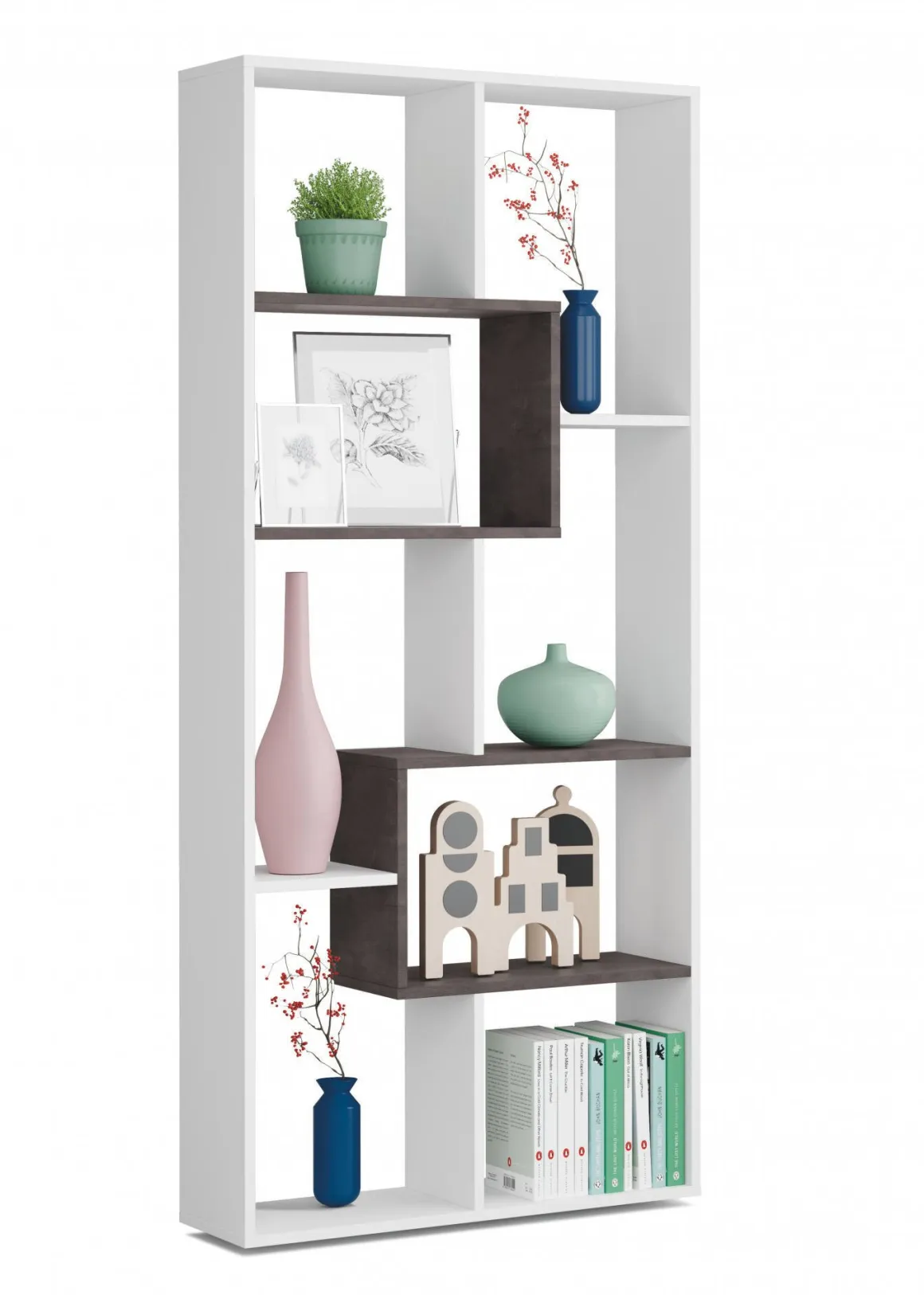 Libreria salvaspazio bianca e ossido 80x180h cm - Arconnor