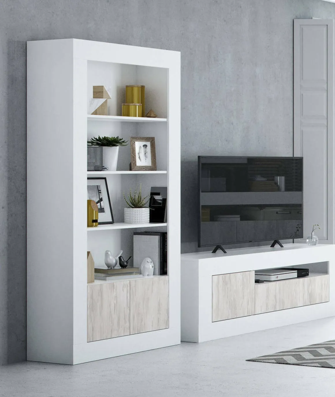 Libreria salvaspazio bianca lucida 94x181h cm - Arinius