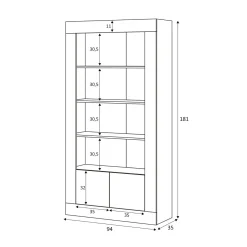 Libreria salvaspazio bianca lucida 94x181h cm - Arinius