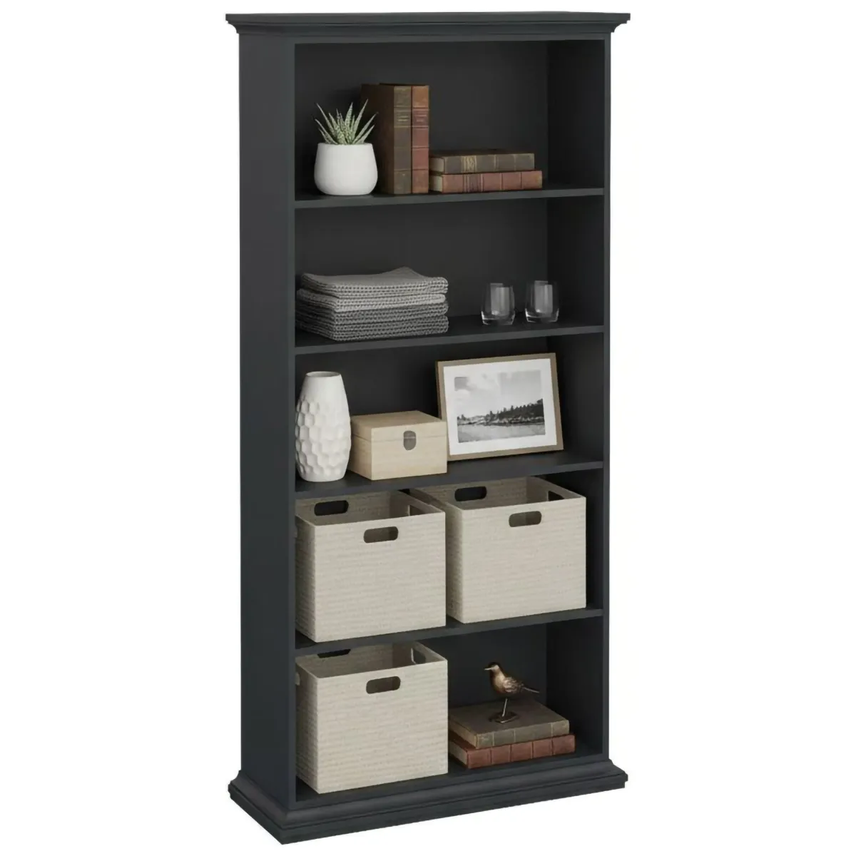 Librerie > Dmora Libreria salvaspazio grigia 96x200h cm - Aragon Grigio