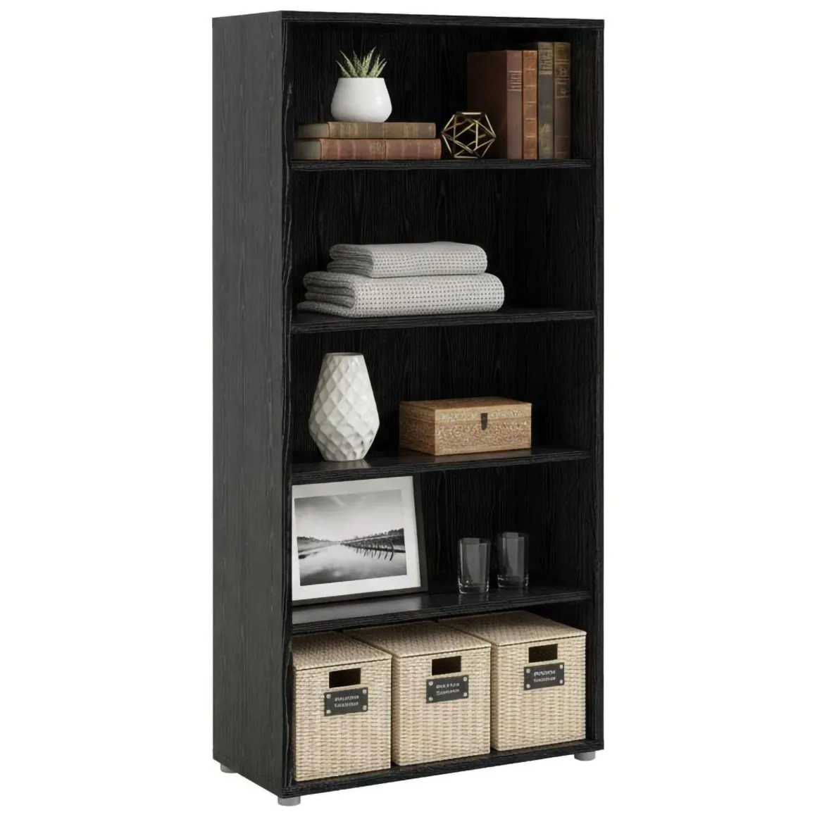 Libreria salvaspazio nera 89x186h cm - Apice