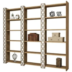 Libreria salvaspazio noce e bianca 184x170h cm - Vele