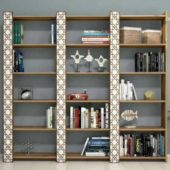 Librerie|Ufficio > Dmora Libreria salvaspazio noce e bianca 64x170h cm - Vele Bianco, Marrone Noce