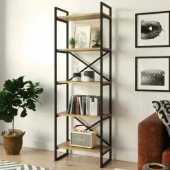 Libreria salvaspazio quercia e nera 58x175h cm - Arbus