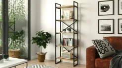 Librerie|Ufficio > Dmora Libreria salvaspazio quercia e nera 60x180h cm - Demetria Nero, Marrone Quercia