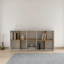 Librerie > Dmora Libreria salvaspazio rovere e grigia 79x204h cm - MuGuiying Grigio, Marrone Rovere