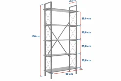 Libreria Suriel, 90x34 h180 cm, Noce e Nero