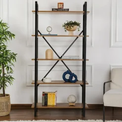 Libreria Suriel, 90x34 h180 cm, Noce e Nero