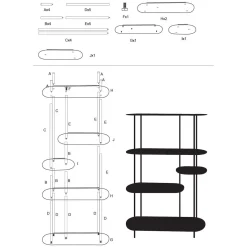 Librerie > Dmora Libreria 5 Ripiani Installazione a Terra 11x40x132h cm, Utilizzabile Come Divisorio Locale - Gana Verde Ottanio