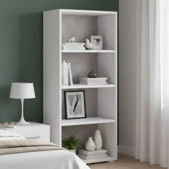 Libreria verticale bianca e cemento 60x130h cm - Aky
