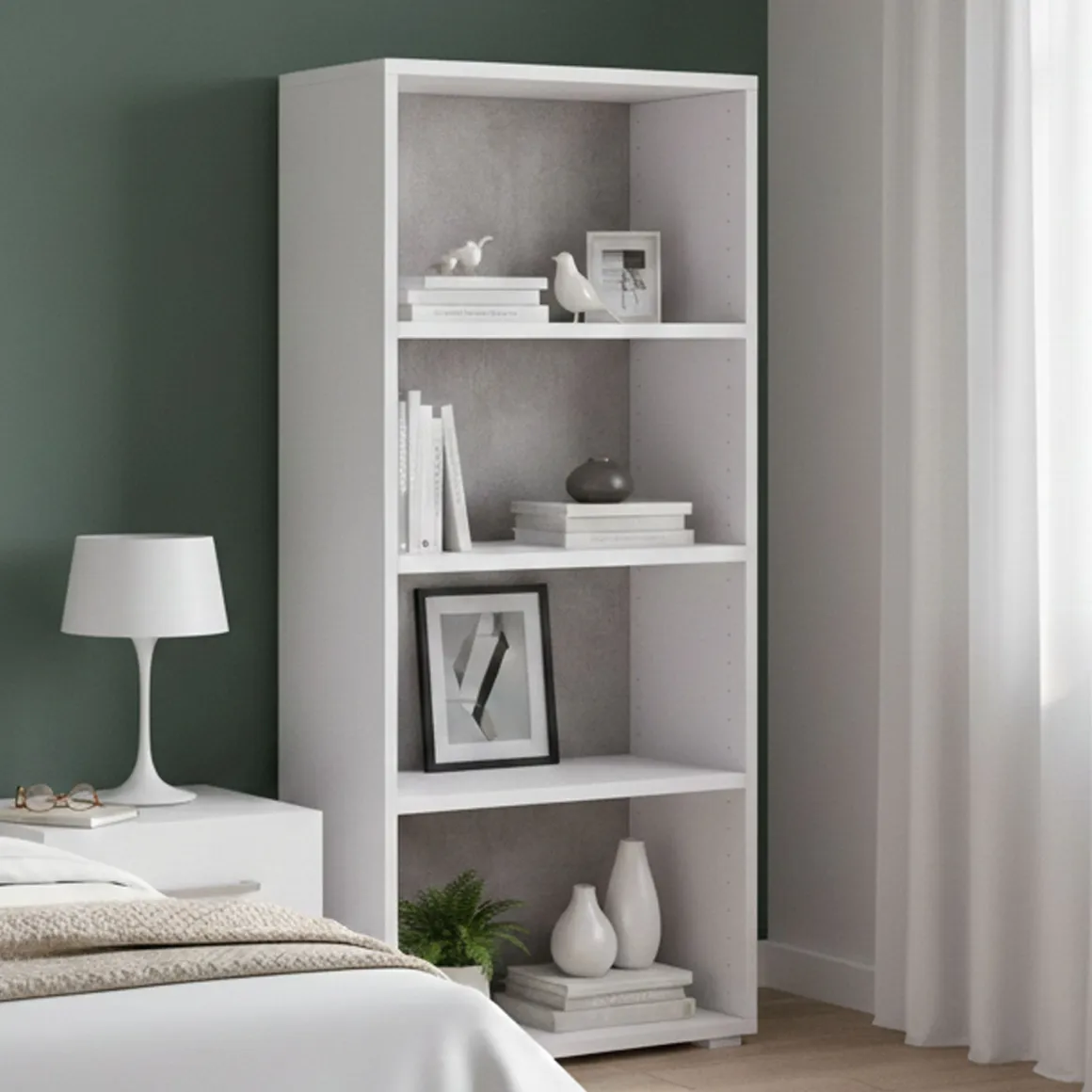 Librerie|Ufficio > Dmora Libreria verticale bianca e cemento 60x195h cm - Allevien Grigio, Bianco Cemento