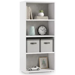 Libreria verticale bianca e cemento 60x130h cm - Aky